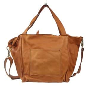 Grand cabas cuir camel Leira