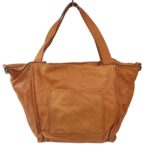 Cabas cuir camel Leira