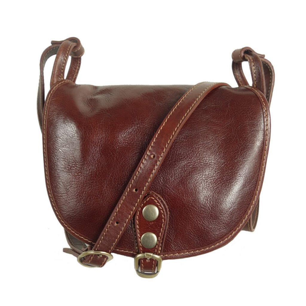 Sac besace vintage cuir marron Paola