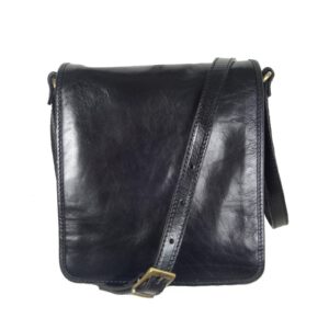 Sac bandoulière cuir noir Milano