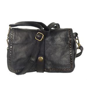 Sac a main femme bandoulière cuir noir vintage