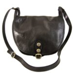 Besace bandoulière cuir noir Paola