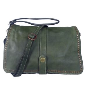 Sac bandoulière femme cuir vintage vert Gena