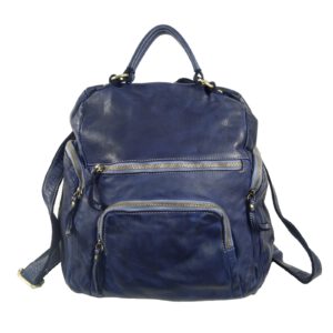 Sac a dos femme cuir vintage bleu Milo