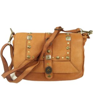 Sac bandoulière vintage cuir camel Aria