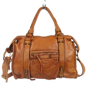 sac a main épaule + bandoulière cuir vintage naturel Lola