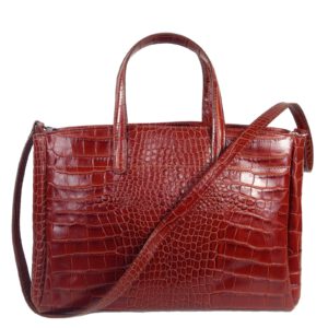 Sac a main cuir croco marron Natalia