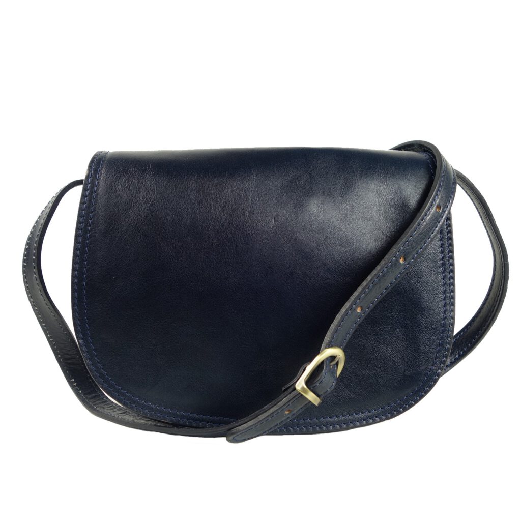 Sac a main bandouliere cuir bleu marine Enila