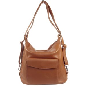 Sac épaule et sac a dos femme cuir camel Simone