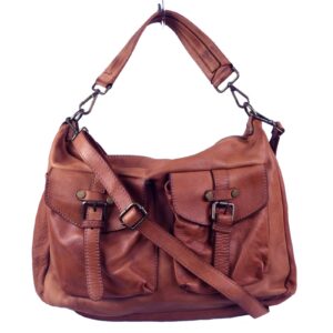 Sac a main besace cuir vintage marron Paula