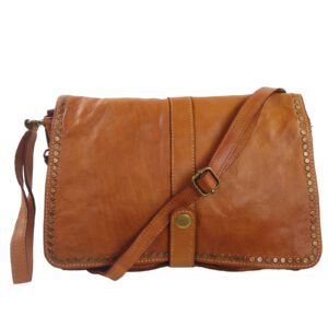 Sac a main bandoulière vintage cuir camel Gena