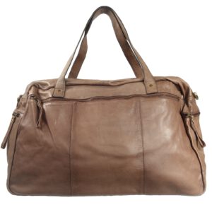 Sac de voyage femme en cuir vintage taupe Signe