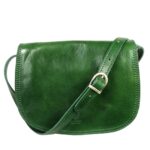 Sac cuir vert bandoulière femme Enila