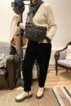 Sac banane bandoulière cuir noir femme Dario