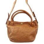 Sac à main mini cabas cuir vintage camel Mina