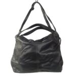 Grande besace femme cuir noir Olympia